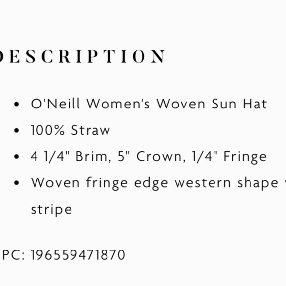 O'Neill Woven COVE Straw Sun Hat - Picture 5 of 9